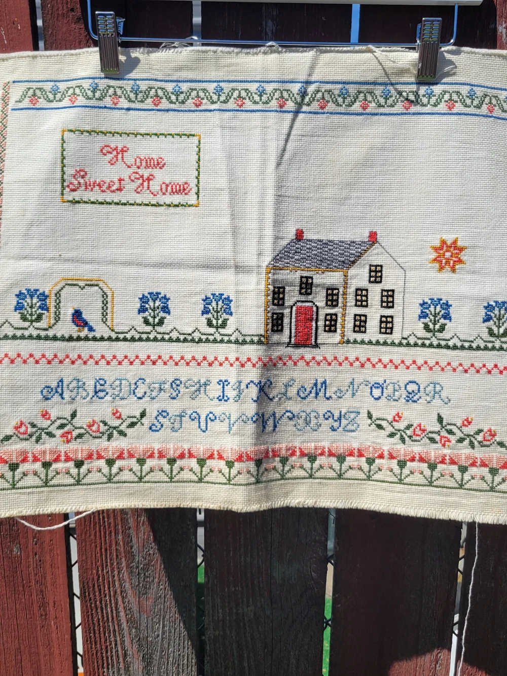 VTG Handmade Finished Cross Stitch 16x21 
